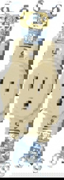 Straight Blade Single Receptacle: NEMA 5-15R, 15 Amps, Self-Grounding